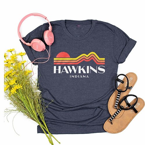 hawkins letter t-shirt new large size t-shirt strange summer european size top europe and america
hawkins letter t-shirt new large size t-shirt strange summer european size top europe and america