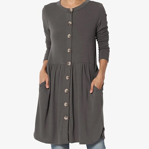 Women's T Shirt Dress Tee Dress Short Mini Dress Green Gray Beige Long Sleeve Pure Color Ruched Pocket Button Fall Spring Round Neck Casual 2022 S M L XL XXL
Women's T Shirt Dress Tee Dress Short Mini Dress Green Gray Beige Long Sleeve Pure Color Ruched Pocket Button Fall Spring Round Neck Casual 2022 S M L XL XXL