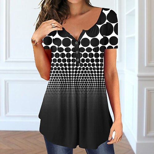 Women's T shirt Tee Polka Dot Casual Weekend Painting T shirt Tee Short Sleeve Button Print V Neck Basic Essential Black S / 3D Print
Women's T shirt Tee Polka Dot Casual Weekend Painting T shirt Tee Short Sleeve Button Print V Neck Basic Essential Black S / 3D Print