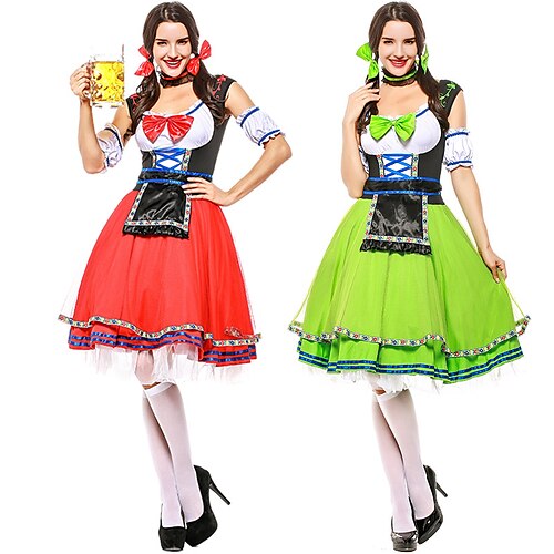Oktoberfest Beer International Beer Festival Dirndl Trachtenkleider Women's Dress Sleeves Apron Bavarian Costume red with white Green and Black / Bow / Neckwear
Oktoberfest Beer International Beer Festival Dirndl Trachtenkleider Women's Dress Sleeves Apron Bavarian Costume red with white Green and Black / Bow / Neckwear