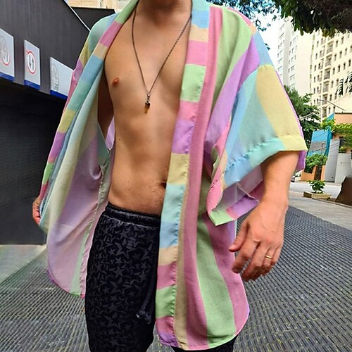 Men's Shirt Striped Color Block V Neck Street Casual Print Half Sleeve Tops Casual Fashion Streetwear Cool Purple Summer Shirt
Men's Shirt Striped Color Block V Neck Street Casual Print Half Sleeve Tops Casual Fashion Streetwear Cool Purple Summer Shirt
