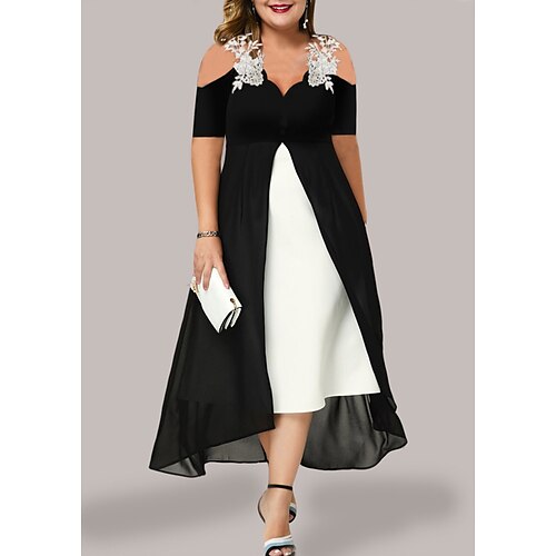 Women's Plus Size Curve A Line Dress Color Block V Neck Ruched Half Sleeve Spring Summer Casual Sexy Midi Dress Daily Holiday Dress / Skinny
Women's Plus Size Curve A Line Dress Color Block V Neck Ruched Half Sleeve Spring Summer Casual Sexy Midi Dress Daily Holiday Dress / Skinny