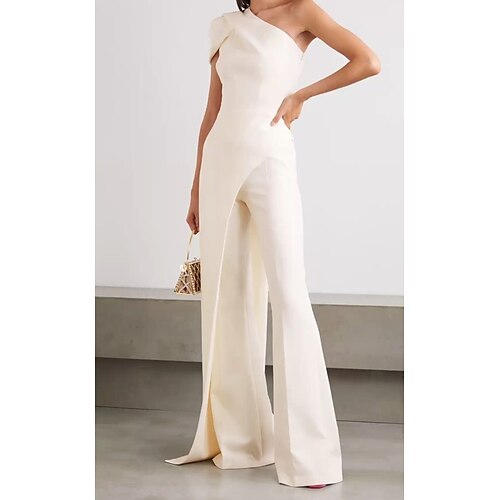 Women's Jumpsuit Solid Color One Shoulder Business Work Business Straight Regular Fit Short Sleeve Beige S M L Spring
Women's Jumpsuit Solid Color One Shoulder Business Work Business Straight Regular Fit Short Sleeve Beige S M L Spring