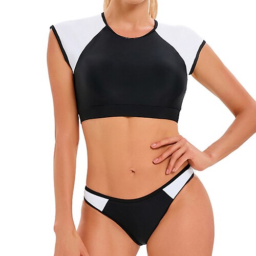Women's Swimwear Diving 2 Piece Plus Size Swimsuit Splice Color Block Black Crop Top Tank Top Scoop Neck Bathing Suits Sports Vacation Fashion / Sexy / Modern / New
Women's Swimwear Diving 2 Piece Plus Size Swimsuit Splice Color Block Black Crop Top Tank Top Scoop Neck Bathing Suits Sports Vacation Fashion / Sexy / Modern / New