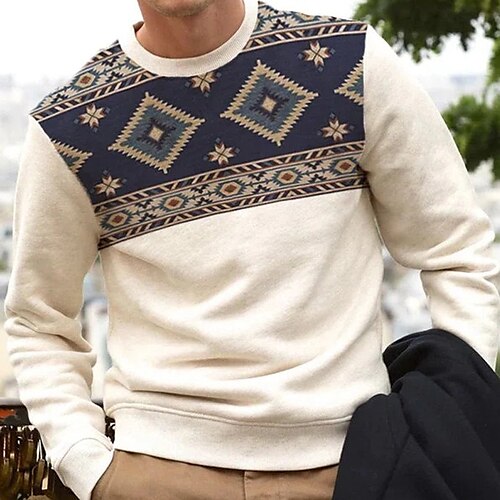 Men's Sweatshirt Pullover Geometric Casual Daily Holiday Other Prints Casual Streetwear Hoodies Sweatshirts Light Khaki.
Men's Sweatshirt Pullover Geometric Casual Daily Holiday Other Prints Casual Streetwear Hoodies Sweatshirts Light Khaki.