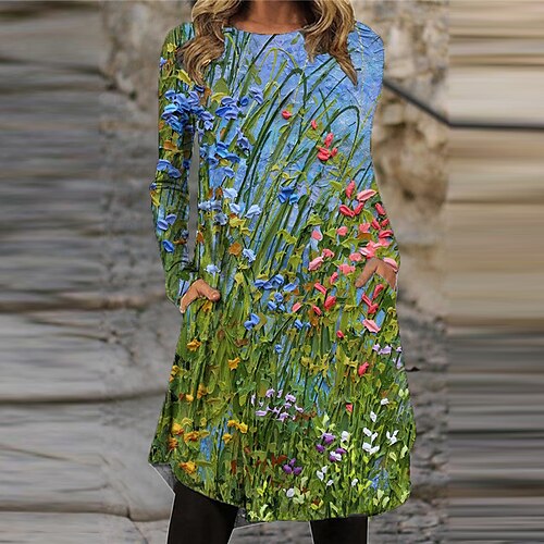 Women's Shift Dress Knee Length Dress Green White Blue Long Sleeve Fall Floral Pocket Print Fall Spring Crew Neck Casual Vacation 2022 S M L XL XXL 3XL
Women's Shift Dress Knee Length Dress Green White Blue Long Sleeve Fall Floral Pocket Print Fall Spring Crew Neck Casual Vacation 2022 S M L XL XXL 3XL