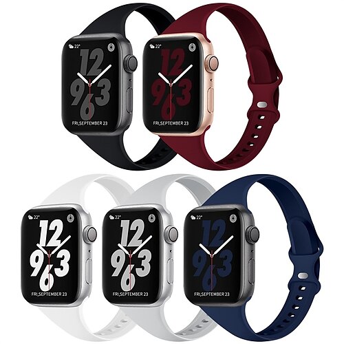 5 PCS Smart Watch Band Compatible with Apple iWatch Series 8 7 6 5 4 3 2 1 SE Sport Band for iWatch Smartwatch Strap Wristband Silicone Waterproof Adjustable Elastic
5 PCS Smart Watch Band Compatible with Apple iWatch Series 8 7 6 5 4 3 2 1 SE Sport Band for iWatch Smartwatch Strap Wristband Silicone Waterproof Adjustable Elastic