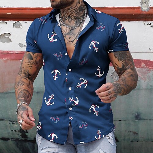 Men's Shirt Print Rudder Turndown Street Daily Button-Down Print Short Sleeve Tops Casual Fashion Breathable Comfortable Navy Blue
Men's Shirt Print Rudder Turndown Street Daily Button-Down Print Short Sleeve Tops Casual Fashion Breathable Comfortable Navy Blue
