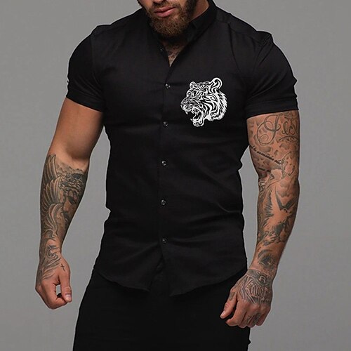 Men's Shirt Solid Color Tiger Turndown Christmas Party Button-Down Short Sleeve Tops Casual Slim Fit Green White Black / Summer
Men's Shirt Solid Color Tiger Turndown Christmas Party Button-Down Short Sleeve Tops Casual Slim Fit Green White Black / Summer