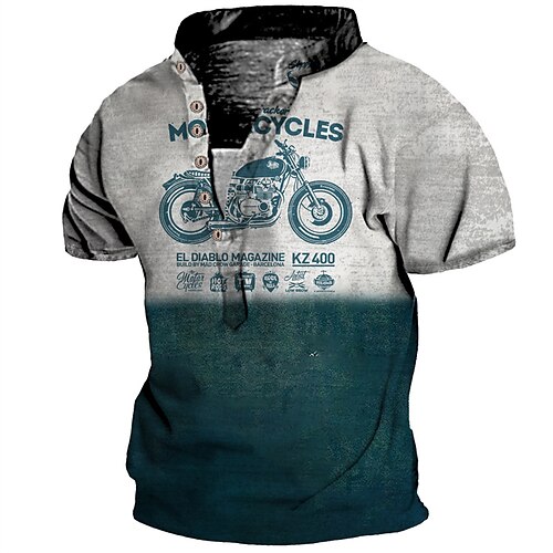 Men's Henley Shirt T shirt Tee 3D Print Graphic Patterned Motorcycle Stand Collar Street Daily Button-Down Print Short Sleeve Tops Casual Comfortable Blue / White
Men's Henley Shirt T shirt Tee 3D Print Graphic Patterned Motorcycle Stand Collar Street Daily Button-Down Print Short Sleeve Tops Casual Comfortable Blue / White