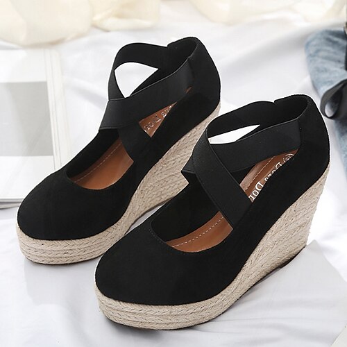 Women's Heels Espadrilles Wedge Heel Closed Toe Elegant Casual Daily Office Suede Elastic Band Fall Spring Solid Colored Almond Black Dark Blue
Women's Heels Espadrilles Wedge Heel Closed Toe Elegant Casual Daily Office Suede Elastic Band Fall Spring Solid Colored Almond Black Dark Blue