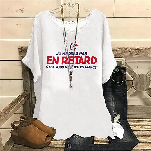 Women's Plus Size Tops Blouse Shirt Letter Print Short Sleeve Crewneck Streetwear Daily Vacation Polyester Spring Summer White
Women's Plus Size Tops Blouse Shirt Letter Print Short Sleeve Crewneck Streetwear Daily Vacation Polyester Spring Summer White