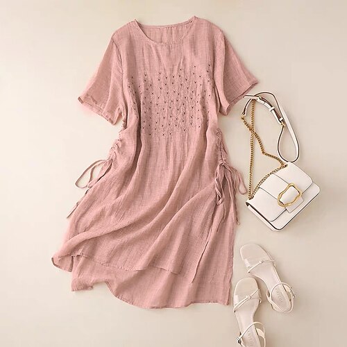 Women's Plus Size Tops Blouse Shirt Floral Embroidered Asymmetric Short Sleeve Round Neck Basic Streetwear Daily Vacation Cotton Fall Spring Blue Purple
Women's Plus Size Tops Blouse Shirt Floral Embroidered Asymmetric Short Sleeve Round Neck Basic Streetwear Daily Vacation Cotton Fall Spring Blue Purple