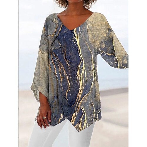 Women's T shirt Tee Blue Geometric Print Long Sleeve Casual Daily Basic Vintage V Neck Long Loose Fit Geometric S / 3D Print
Women's T shirt Tee Blue Geometric Print Long Sleeve Casual Daily Basic Vintage V Neck Long Loose Fit Geometric S / 3D Print