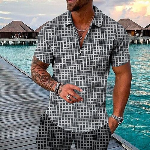 Men's Collar Polo Shirt Golf Shirt Plaid Turndown Black 3D Print Outdoor Street Short Sleeves Zipper Print Clothing Apparel Fashion Designer Casual Breathable / Summer / Spring / Summer
Men's Collar Polo Shirt Golf Shirt Plaid Turndown Black 3D Print Outdoor Street Short Sleeves Zipper Print Clothing Apparel Fashion Designer Casual Breathable / Summer / Spring / Summer