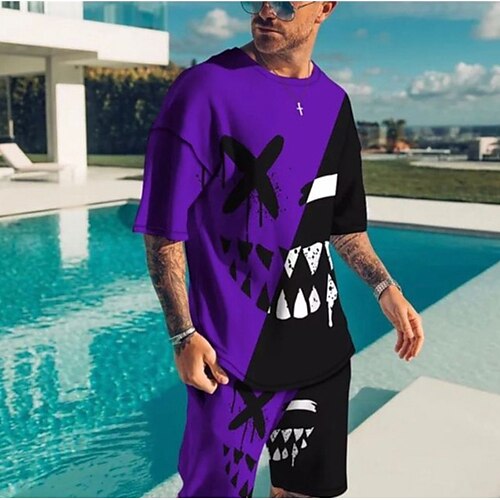Men's T-shirt Suits Tennis Shirt Graphic Graffiti Crew Neck Blue Purple Wine Red Black 3D Print Street Daily Short Sleeve Print Clothing Apparel 2pcs Basic Fashion Lightweight Casual / Summer
Men's T-shirt Suits Tennis Shirt Graphic Graffiti Crew Neck Blue Purple Wine Red Black 3D Print Street Daily Short Sleeve Print Clothing Apparel 2pcs Basic Fashion Lightweight Casual / Summer