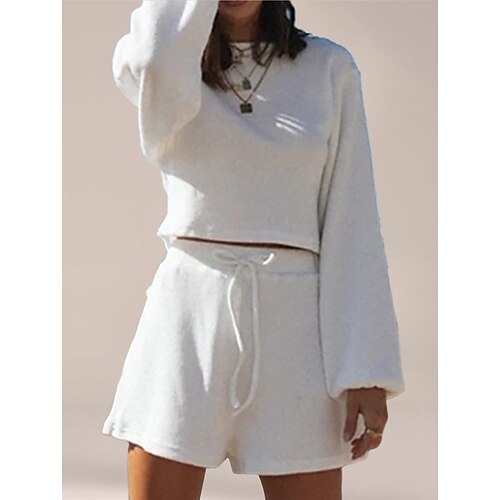 Women's Loungewear Sets Nighty Pure Color Simple Comfort Home Cotton Blend Crew Neck Long Sleeve Fall Winter White
Women's Loungewear Sets Nighty Pure Color Simple Comfort Home Cotton Blend Crew Neck Long Sleeve Fall Winter White