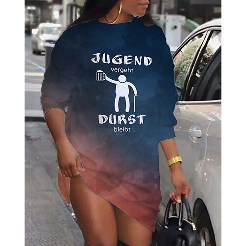 Women's Shift Dress Short Mini Dress Blue Long Sleeve Color Gradient Letter Print Fall Spring Crew Neck Casual Fashion 2022 S M L XL XXL 3XL
Women's Shift Dress Short Mini Dress Blue Long Sleeve Color Gradient Letter Print Fall Spring Crew Neck Casual Fashion 2022 S M L XL XXL 3XL