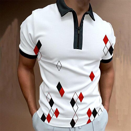 Men's Collar Polo Shirt Golf Shirt Geometry Turndown White 3D Print Outdoor Street Short Sleeves Zipper Print Clothing Apparel Fashion Designer Casual Breathable / Summer / Spring / Summer
Men's Collar Polo Shirt Golf Shirt Geometry Turndown White 3D Print Outdoor Street Short Sleeves Zipper Print Clothing Apparel Fashion Designer Casual Breathable / Summer / Spring / Summer