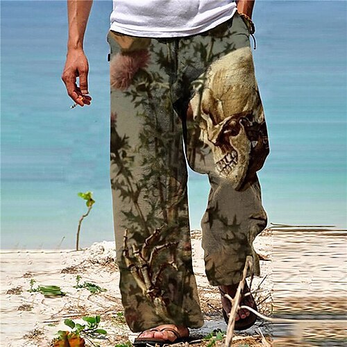 Men's Trousers Beach Pants Pocket Drawstring Elastic Waist Skull Graphic Prints Comfort Breathable Casual Daily Holiday Streetwear Designer Green Purple
Men's Trousers Beach Pants Pocket Drawstring Elastic Waist Skull Graphic Prints Comfort Breathable Casual Daily Holiday Streetwear Designer Green Purple