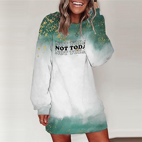 Women's Hoodie Dress Winter Dress Short Mini Dress Green Long Sleeve Fall Floral Color Gradient Letter Print Fall Spring Round Neck Casual Loose 2022 S M L XL XXL 3XL
Women's Hoodie Dress Winter Dress Short Mini Dress Green Long Sleeve Fall Floral Color Gradient Letter Print Fall Spring Round Neck Casual Loose 2022 S M L XL XXL 3XL