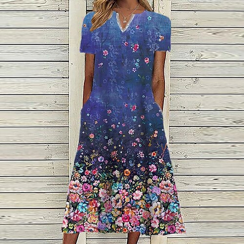 Women's A Line Dress Midi Dress Green Blue Yellow Fuchsia Navy Blue Short Sleeve Floral Pocket Print Spring Summer V Neck Casual Vacation 2022 S M L XL XXL 3XL
Women's A Line Dress Midi Dress Green Blue Yellow Fuchsia Navy Blue Short Sleeve Floral Pocket Print Spring Summer V Neck Casual Vacation 2022 S M L XL XXL 3XL