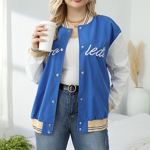 Women's Plus Size Jacket Button Print Letter Causal Vacation Long Sleeve Stand Collar Regular Fall Winter Blue L XL XXL 3XL 4XL
Women's Plus Size Jacket Button Print Letter Causal Vacation Long Sleeve Stand Collar Regular Fall Winter Blue L XL XXL 3XL 4XL