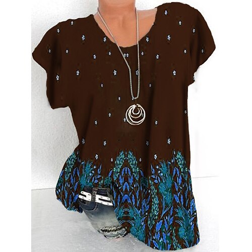 Women's Plus Size Tops T shirt Tee Floral Print Short Sleeve Crewneck Streetwear Daily Sports Cotton Spandex Jersey Spring Summer Dark Red Brown
Women's Plus Size Tops T shirt Tee Floral Print Short Sleeve Crewneck Streetwear Daily Sports Cotton Spandex Jersey Spring Summer Dark Red Brown