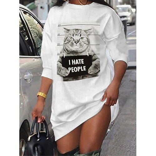 Women's Shift Dress Short Mini Dress White Long Sleeve Cat Letter Animal Print Fall Spring Crew Neck Casual Fashion 2022 S M L XL XXL 3XL
Women's Shift Dress Short Mini Dress White Long Sleeve Cat Letter Animal Print Fall Spring Crew Neck Casual Fashion 2022 S M L XL XXL 3XL