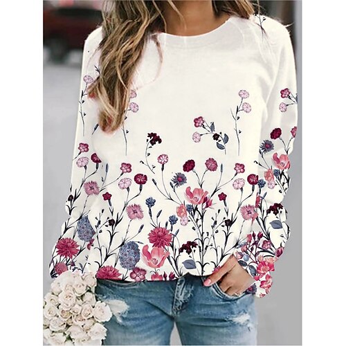 Women's Sweatshirt Pullover Sportswear Casual Patchwork Print White Floral Loose Fit Casual Crew Neck Long Sleeve S M L XL XXL / 3D Print
Women's Sweatshirt Pullover Sportswear Casual Patchwork Print White Floral Loose Fit Casual Crew Neck Long Sleeve S M L XL XXL / 3D Print