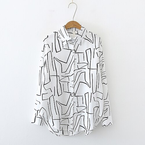 Women's Blouse Geometric Casual Daily Weekend Geometric Blouse Shirt Long Sleeve Patchwork Print Shirt Collar Casual Vintage White Black S
Women's Blouse Geometric Casual Daily Weekend Geometric Blouse Shirt Long Sleeve Patchwork Print Shirt Collar Casual Vintage White Black S