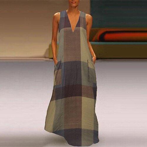 Women's Swing Dress Maxi long Dress Blue Yellow Red Sleeveless Plaid Pocket Print Spring Summer V Neck Stylish Casual 2022 M L XL XXL 3XL 4XL 5XL
Women's Swing Dress Maxi long Dress Blue Yellow Red Sleeveless Plaid Pocket Print Spring Summer V Neck Stylish Casual 2022 M L XL XXL 3XL 4XL 5XL