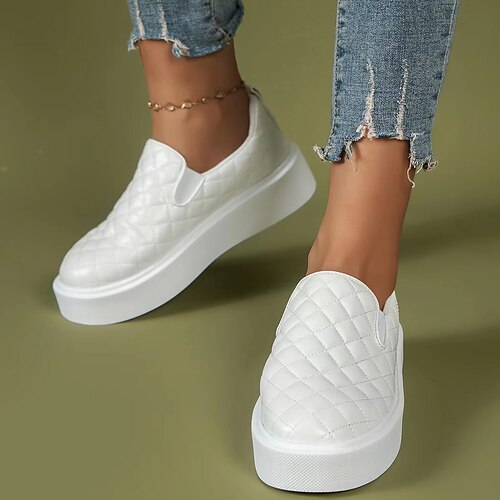 Women's Slip-Ons Daily Slip-on Sneakers Winter Flat Heel Round Toe Casual Walking Shoes PU Leather Loafer Solid Colored Black White
Women's Slip-Ons Daily Slip-on Sneakers Winter Flat Heel Round Toe Casual Walking Shoes PU Leather Loafer Solid Colored Black White