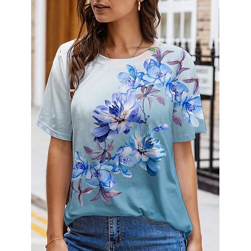 Women's T shirt Tee Floral Casual Holiday Weekend Floral Painting T shirt Tee Short Sleeve Print Round Neck Basic Essential Blue Purple Pink S / 3D Print
Women's T shirt Tee Floral Casual Holiday Weekend Floral Painting T shirt Tee Short Sleeve Print Round Neck Basic Essential Blue Purple Pink S / 3D Print