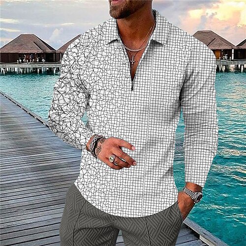 Men's Golf Shirt 3D Print Geometry Turndown Casual Daily Button-Down Print Long Sleeve Tops Designer Casual Fashion Breathable White Blue Purple / Sports
Men's Golf Shirt 3D Print Geometry Turndown Casual Daily Button-Down Print Long Sleeve Tops Designer Casual Fashion Breathable White Blue Purple / Sports
