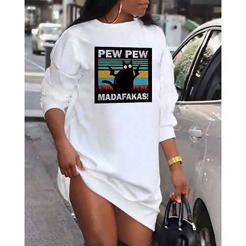 Women's Shift Dress Short Mini Dress White Long Sleeve Cat Letter Animal Print Fall Spring Crew Neck Casual Fashion 2022 S M L XL XXL 3XL
Women's Shift Dress Short Mini Dress White Long Sleeve Cat Letter Animal Print Fall Spring Crew Neck Casual Fashion 2022 S M L XL XXL 3XL