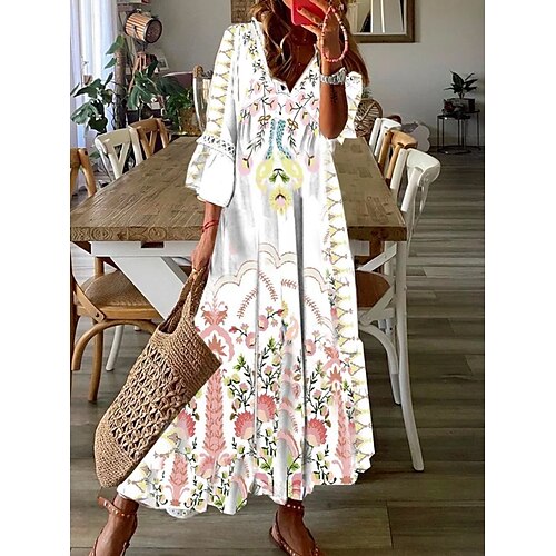 Women's A Line Dress Midi Dress White 3/4 Length Sleeve Print Print Spring Summer V Neck Stylish Casual 2022 S M L XL XXL 3XL 4XL
Women's A Line Dress Midi Dress White 3/4 Length Sleeve Print Print Spring Summer V Neck Stylish Casual 2022 S M L XL XXL 3XL 4XL