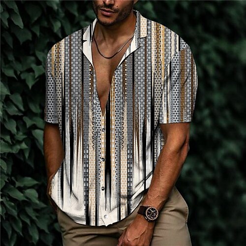 Men's Shirt 3D Print Geometry Turndown Street Casual Button-Down Print Short Sleeve Tops Designer Casual Fashion Breathable Gray / Summer
Men's Shirt 3D Print Geometry Turndown Street Casual Button-Down Print Short Sleeve Tops Designer Casual Fashion Breathable Gray / Summer