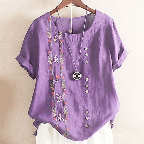 Women's Plus Size Tops Blouse T shirt Tee Floral Embroidered Print Short Sleeve Crewneck Basic Streetwear Festival Daily Sports Cotton Spring Summer Green White
Women's Plus Size Tops Blouse T shirt Tee Floral Embroidered Print Short Sleeve Crewneck Basic Streetwear Festival Daily Sports Cotton Spring Summer Green White