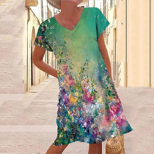 Women's Shift Dress Knee Length Dress Green Short Sleeve Floral Print Spring Summer V Neck Casual Vacation 2022 S M L XL XXL 3XL
Women's Shift Dress Knee Length Dress Green Short Sleeve Floral Print Spring Summer V Neck Casual Vacation 2022 S M L XL XXL 3XL