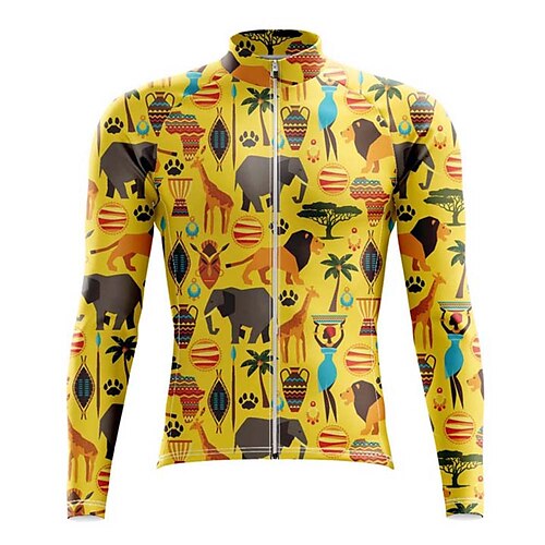 21Grams Men's Cycling Jersey Long Sleeve Bike Top with 3 Rear Pockets Mountain Bike MTB Road Bike Cycling Breathable Quick Dry Moisture Wicking Reflective Strips Yellow Animal Polyester Spandex Sports
21Grams Men's Cycling Jersey Long Sleeve Bike Top with 3 Rear Pockets Mountain Bike MTB Road Bike Cycling Breathable Quick Dry Moisture Wicking Reflective Strips Yellow Animal Polyester Spandex Sports