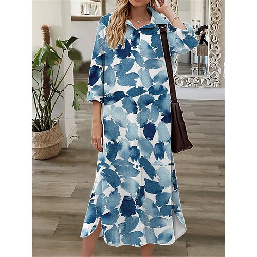 Women's Shift Dress Midi Dress Green Blue Fuchsia 3/4 Length Sleeve Floral Button Print Fall Spring Shirt Collar Casual Fashion 2022 S M L XL XXL 3XL
Women's Shift Dress Midi Dress Green Blue Fuchsia 3/4 Length Sleeve Floral Button Print Fall Spring Shirt Collar Casual Fashion 2022 S M L XL XXL 3XL