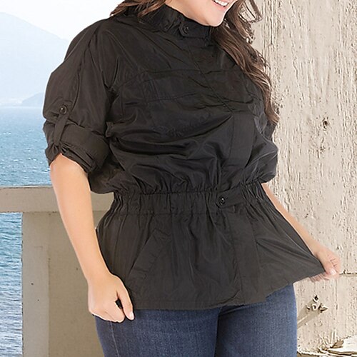 Women's Plus Size Jacket Pocket Plain Causal Vacation Long Sleeve Stand Collar Regular Fall Spring Black L XL XXL 3XL 4XL
Women's Plus Size Jacket Pocket Plain Causal Vacation Long Sleeve Stand Collar Regular Fall Spring Black L XL XXL 3XL 4XL