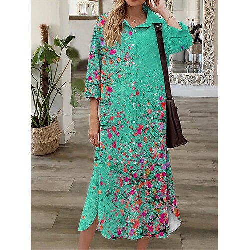 Women's Shift Dress Midi Dress Green Blue Fuchsia 3/4 Length Sleeve Floral Button Print Fall Spring Shirt Collar Casual Fashion 2022 S M L XL XXL 3XL
Women's Shift Dress Midi Dress Green Blue Fuchsia 3/4 Length Sleeve Floral Button Print Fall Spring Shirt Collar Casual Fashion 2022 S M L XL XXL 3XL