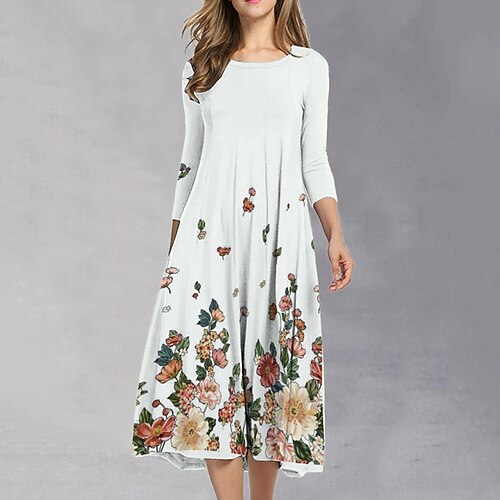 Mujer Vestido informal Vestido de cambio Vestido Midi Gris Blanco Manga 3/4 Floral Frunce Invierno Otoño Cuello Barco 2022 S M L XL XXL 3XL
Mujer Vestido informal Vestido de cambio Vestido Midi Gris Blanco Manga 3/4 Floral Frunce Invierno Otoño Cuello Barco 2022 S M L XL XXL 3XL