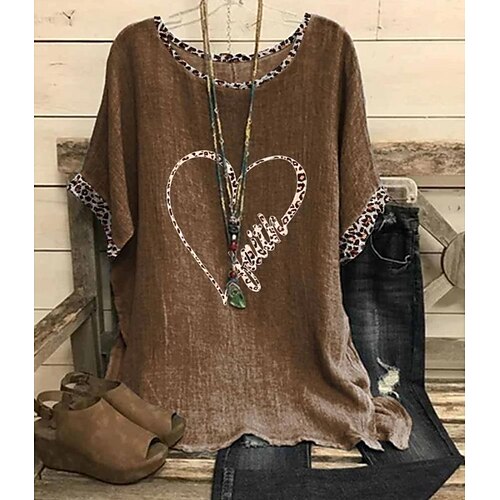 Women's Plus Size Tops Blouse Shirt Graphic Leopard Print Half Sleeve Crew Neck Vintage Casual Holiday Daily Weekend Polyester Spring Summer Brown
Women's Plus Size Tops Blouse Shirt Graphic Leopard Print Half Sleeve Crew Neck Vintage Casual Holiday Daily Weekend Polyester Spring Summer Brown