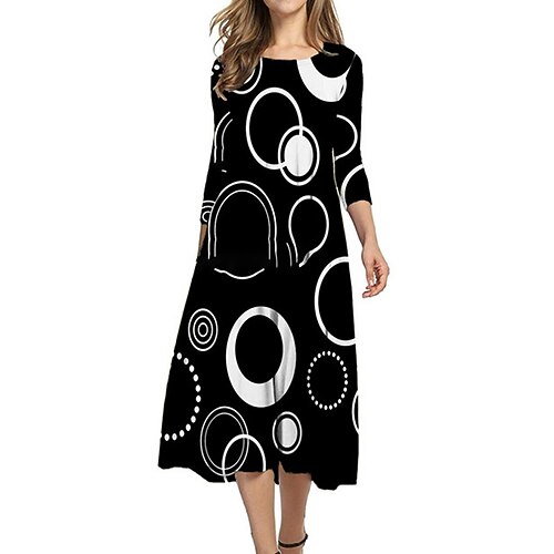 Women's Shift Dress Midi Dress Black 3/4 Length Sleeve Geometric Ruched Print Fall Spring Round Neck Casual Vacation 2022 S M L XL XXL 3XL
Women's Shift Dress Midi Dress Black 3/4 Length Sleeve Geometric Ruched Print Fall Spring Round Neck Casual Vacation 2022 S M L XL XXL 3XL