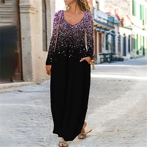 Women's Shift Dress Maxi long Dress Green Blue Purple Pink Gold Long Sleeve Color Gradient Pocket Print Fall Spring V Neck Casual 2022 XS S M L XL XXL 3XL 4XL 5XL 6XL
Women's Shift Dress Maxi long Dress Green Blue Purple Pink Gold Long Sleeve Color Gradient Pocket Print Fall Spring V Neck Casual 2022 XS S M L XL XXL 3XL 4XL 5XL 6XL