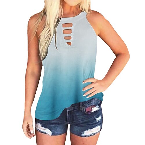 Women's Camis Color Gradient Casual Daily Holiday Camis Sleeveless Cut Out Print Round Neck Casual Iridescent Yellow Light Green Royal Blue S
Women's Camis Color Gradient Casual Daily Holiday Camis Sleeveless Cut Out Print Round Neck Casual Iridescent Yellow Light Green Royal Blue S