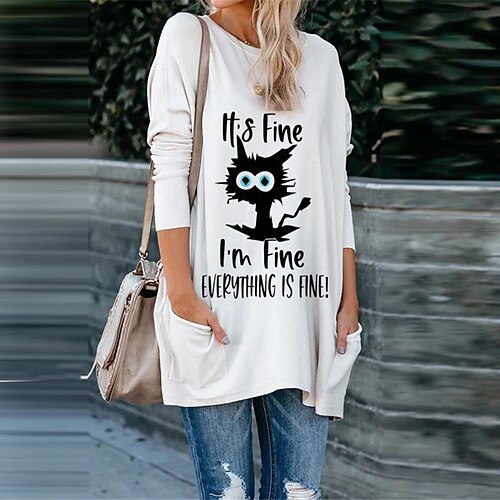 Women's Shift Dress Short Mini Dress White Long Sleeve Cat Letter Animal Pocket Print Fall Spring Crew Neck Casual Vacation 2022 S M L XL XXL 3XL
Women's Shift Dress Short Mini Dress White Long Sleeve Cat Letter Animal Pocket Print Fall Spring Crew Neck Casual Vacation 2022 S M L XL XXL 3XL